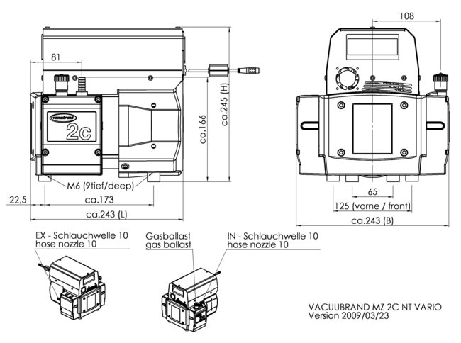 MZ 2C NT VARIO - 尺寸規(guī)格表